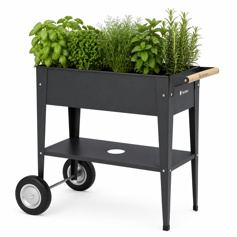 Herstera Urban Garden Trolley 75x35x80 cm – Hochbeet auf Rädern für Balkon & Terrasse