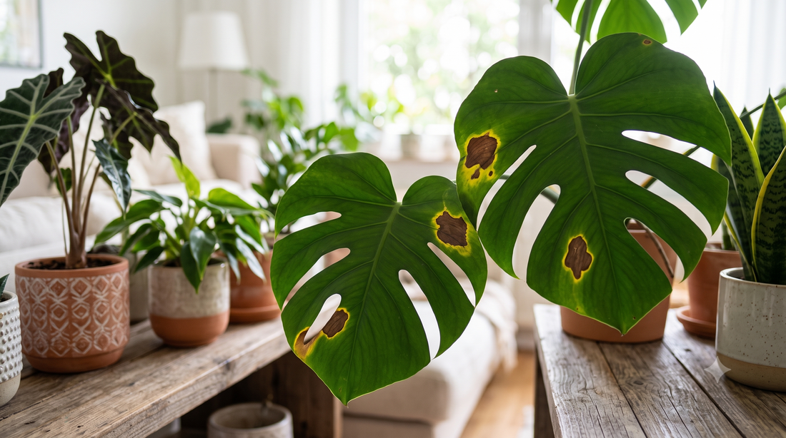 Monstera retten: Braune Flecken mit gelbem Rand bestimmen