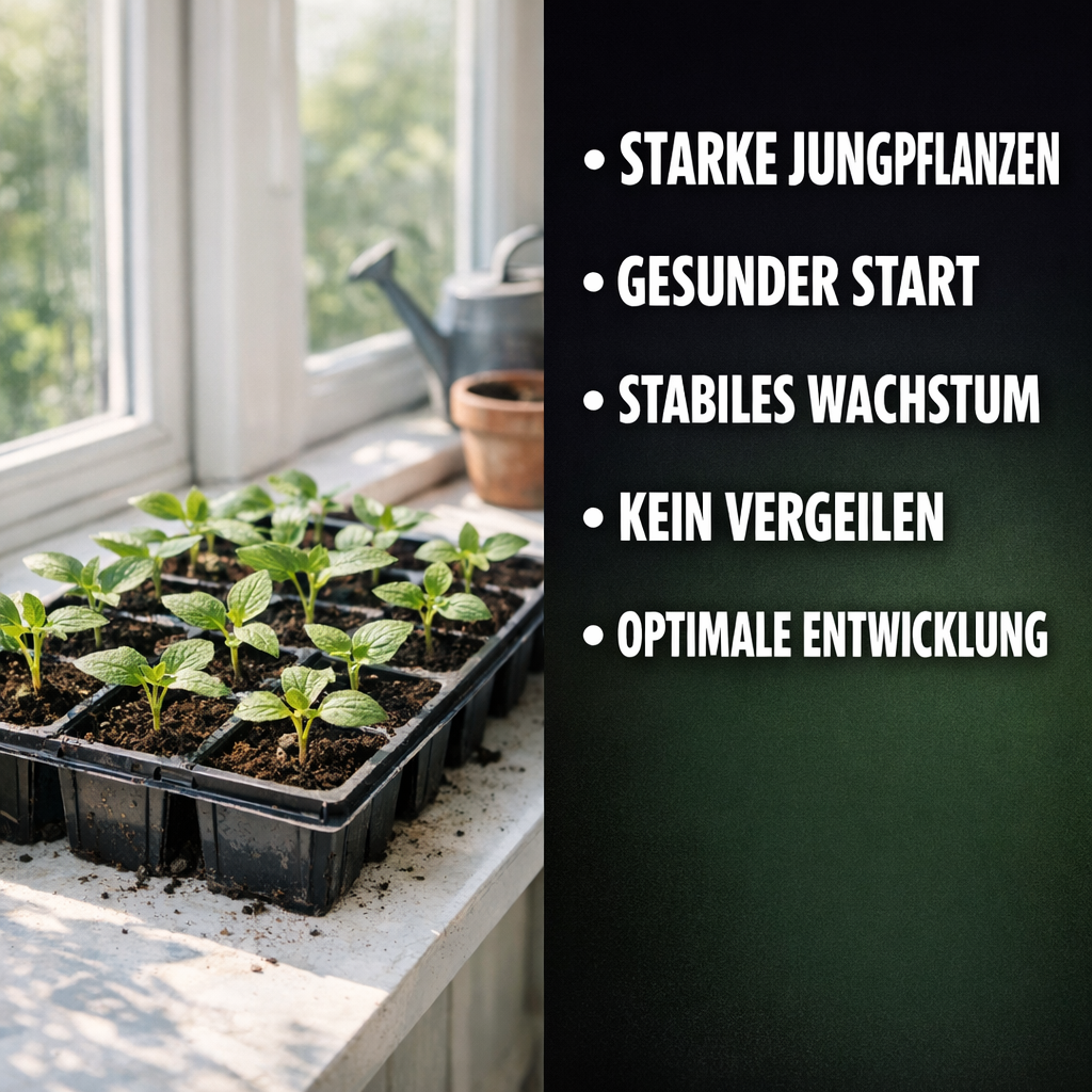 Jungpflanzen Dünger – Flüssigdünger für Anzucht & kräftige Wurzeln | Flora Boost