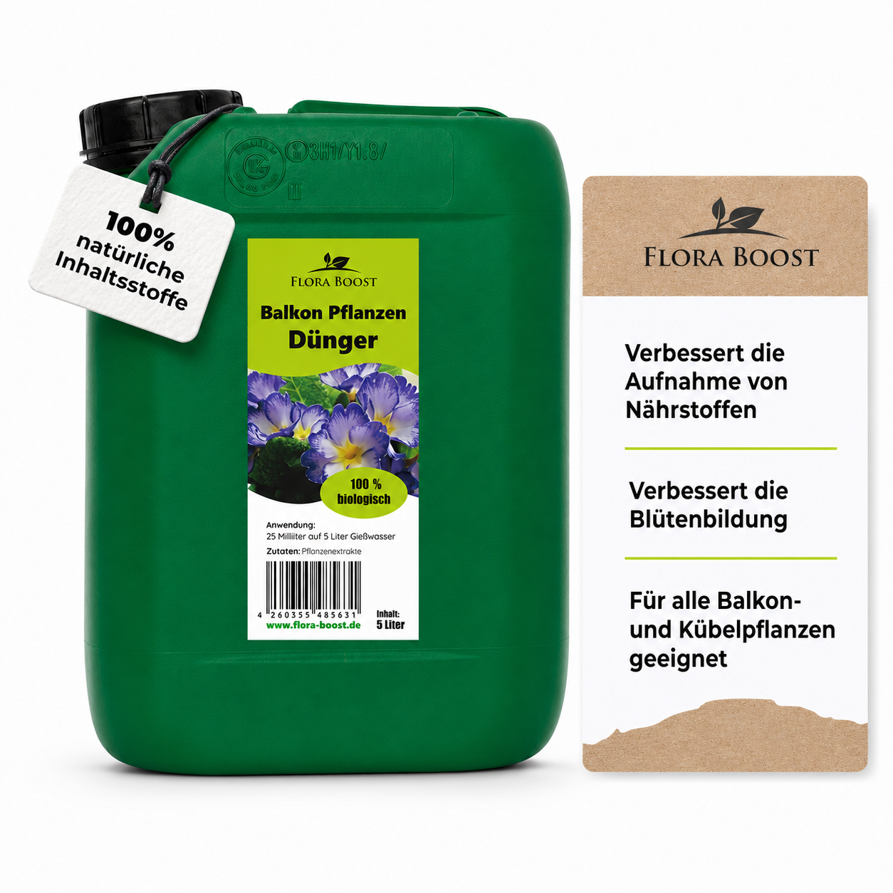 Flora Boost Balkonpflanzen Flüssigdünger 5 Liter für Balkon- und Kübelpflanzen