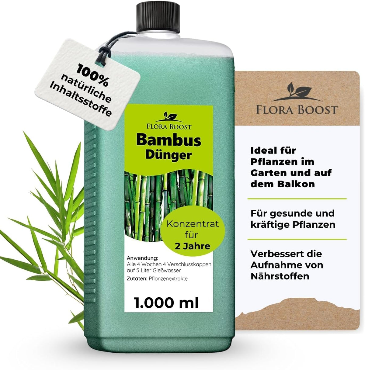 Bambusdünger flüssig für Kübel & Garten | Flora Boost