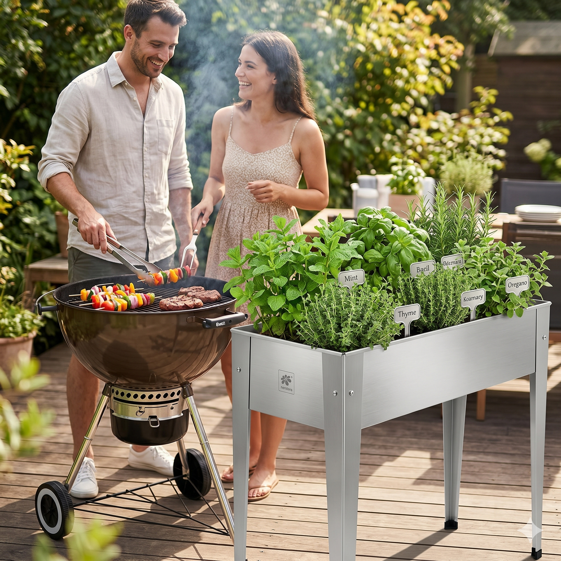 Herstera Hochbeet Metall Urban 100x40x84 cm – Grow Table für Balkon &  Garten – Flora Boost