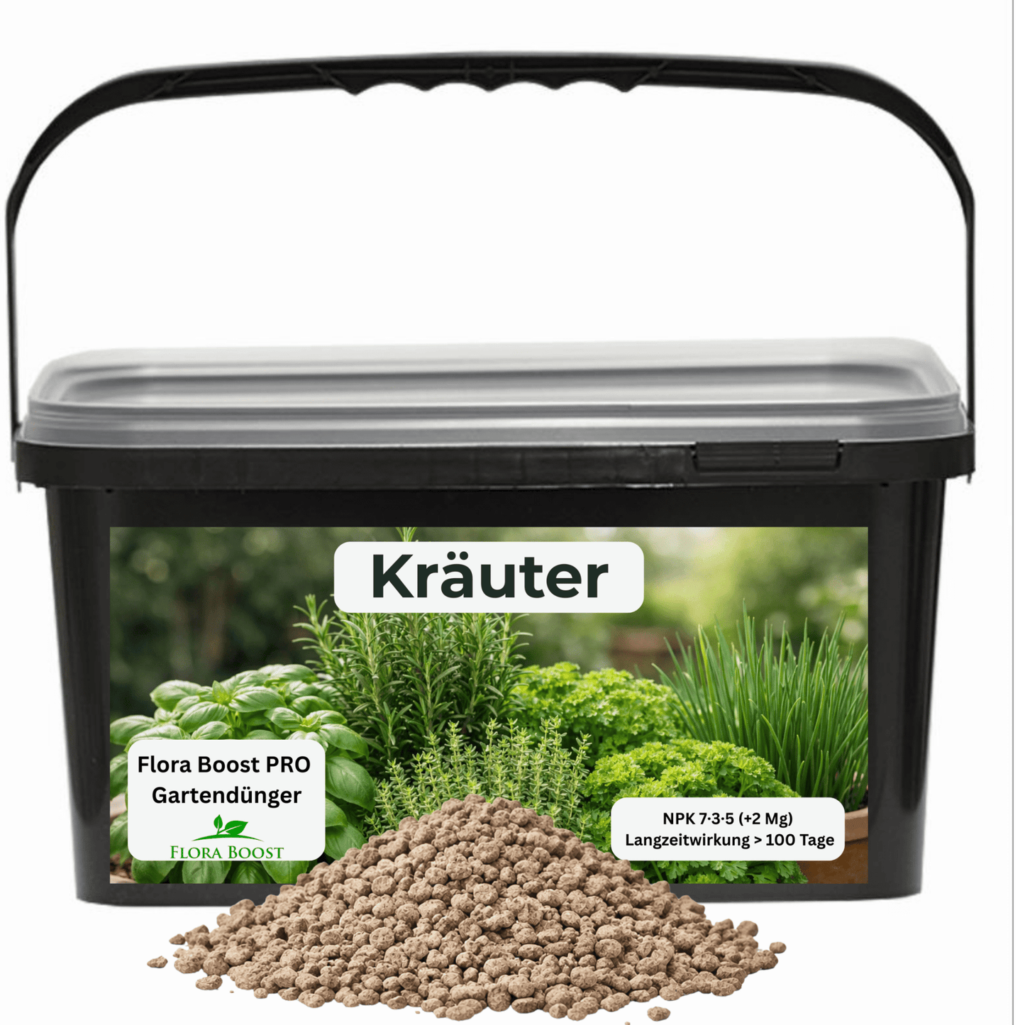 Kräuter Dünger mit Langzeitwirkung | Flora Boost PRO NPK 7 - 3 - 5 Gartendünger - Flora Boost