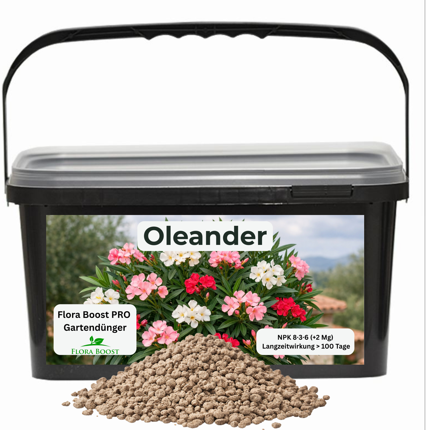 Oleander Dünger Flora Boost PRO | Gartendünger NPK 8-3-6 (+2 Mg)