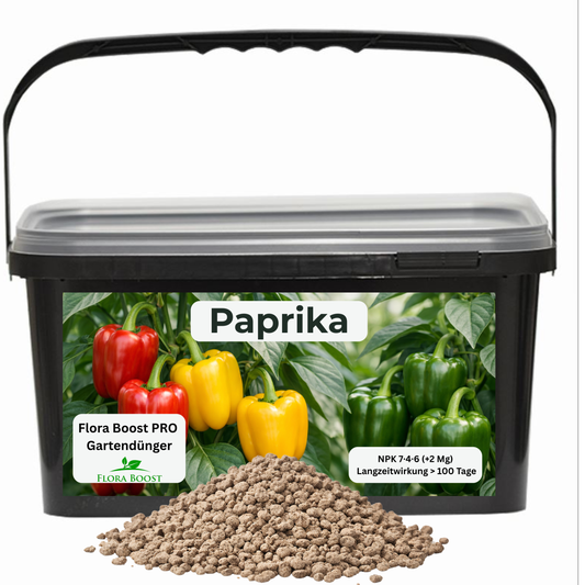 Paprika Dünger Flora Boost PRO | Gartendünger NPK 7-4-6 (+2 Mg)