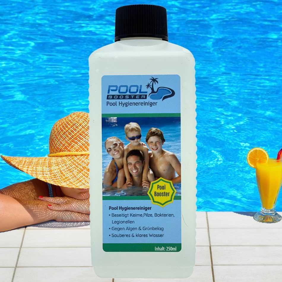 Klares Wasser im Pool mit Pool Booster Poolpflege Poolreiniger - Flora Boost