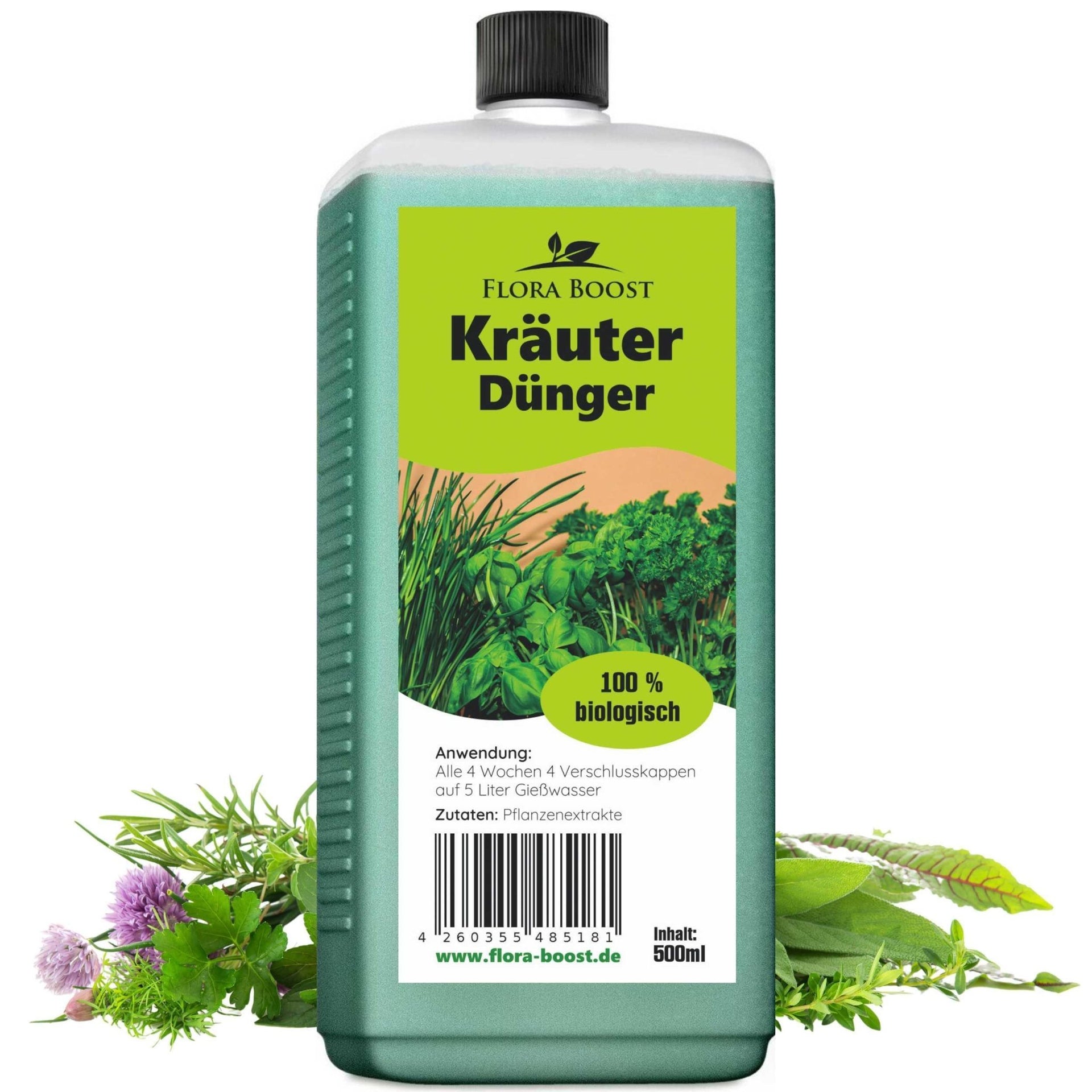Kräuter Flüssigdünger von Flora Boost für gesundes Wachstum